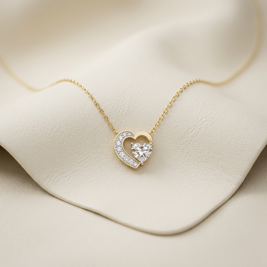 Yellow gold heart solitaire diamond pendant necklace
Luxury heart diamond pendant with pavé accent
Elegant heart shaped diamond necklace in yellow gold
Fine jewelry heart solitaire diamond pendant close up
Sparkling heart cut diamond pendant with gold chain
Premium yellow gold heart pendant featuring a heart shaped diamond
Designer heart solitaire necklace with pavé diamond detail
Modern heart diamond pendant in yellow gold
Timeless heart shaped solitaire diamond necklace for women
Classic yellow gold heart