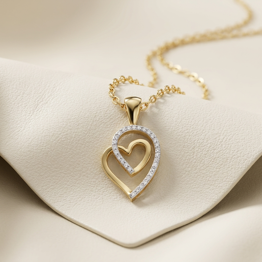 Yellow gold infinity heart diamond pendant necklace
Elegant infinity inspired heart pendant with diamond accent
Luxury yellow gold heart pendant featuring pavé diamonds
Fine jewelry infinity heart necklace on gold chain
Contemporary open heart diamond pendant in yellow gold
Premium heart shaped gold pendant with sparkling diamonds
Stylish infinity heart diamond necklace close up
Designer yellow gold heart pendant with diamond outline
Romantic infinity heart pendant necklace on soft background
Modern yellow 