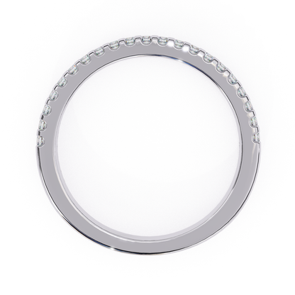 Inside view of round diamond half eternity band in yellow gold