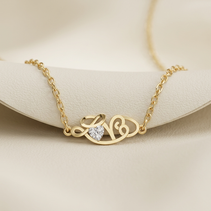 Yellow gold love initial heart diamond name necklace
Elegant script initial necklace with heart shaped diamond accent
Luxury personalized style gold name pendant with heart diamond
Fine jewelry cursive initial necklace on delicate gold chain
Contemporary gold initial pendant with sparkling heart shaped diamond
Premium love script necklace featuring a heart cut diamond
Designer initial name pendant with elegant calligraphy style
Stylish yellow gold personalized heart diamond necklace close up
Romantic script