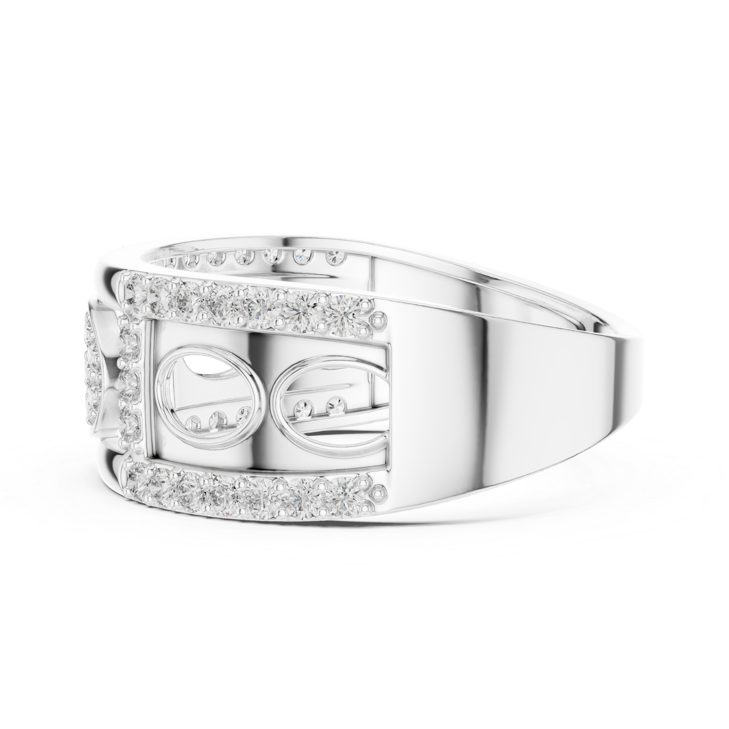 Side view white gold oval diamond designer ring
White gold ring with round diamonds side profile
Luxury white gold diamond fashion ring side angle
Elegant white gold pave diamond ring side view
Modern white gold statement ring with diamonds
Premium white gold oval motif diamond ring
Fine jewelry white gold diamond ring profile view
Contemporary white gold openwork diamond ring
Beautiful white gold ring with diamond accents
Trendy white gold diamond ring side perspective