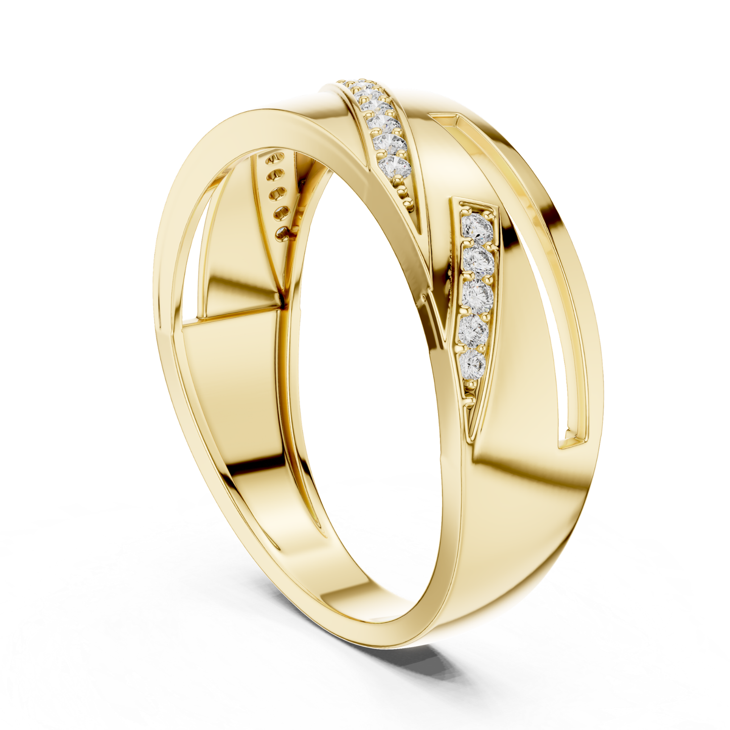 Front view yellow gold ring with round diamonds
Yellow gold diamond fashion ring for women
Luxury yellow gold geometric diamond ring
Elegant yellow gold ring with pave diamonds
Modern yellow gold statement ring design
Stylish yellow gold open pattern diamond ring
Premium yellow gold round diamond band
Fine jewelry yellow gold designer ring
Contemporary yellow gold ring with sleek style
Beautiful yellow gold diamond ring front angle