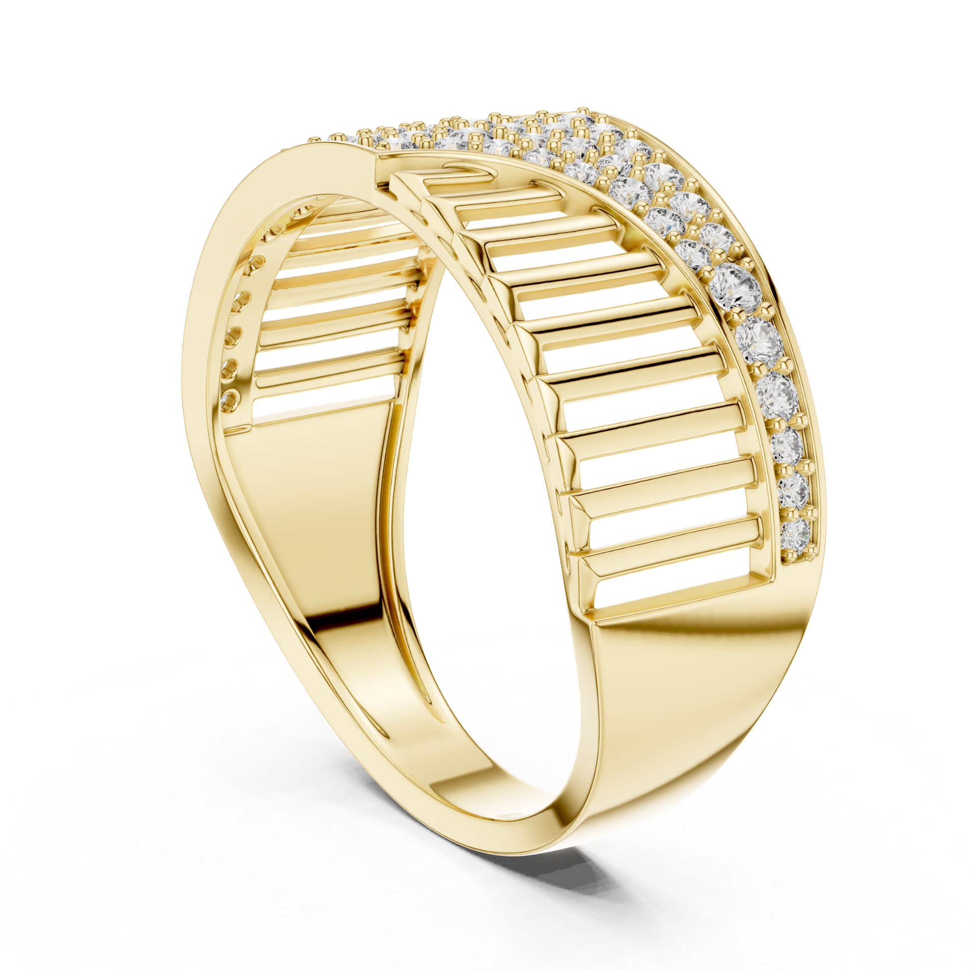 Yellow gold open band ring with round diamonds
Luxury yellow gold diamond ring with modern design
Elegant yellow gold pave diamond fashion ring
Stylish yellow gold crossover ring for women
Premium yellow gold statement ring with diamonds
Contemporary yellow gold ring with open pattern
Fine jewelry yellow gold round diamond ring
Designer yellow gold ring with sparkling diamonds
Trendy yellow gold open style diamond ring
Beautiful yellow gold ring with diamond accents
