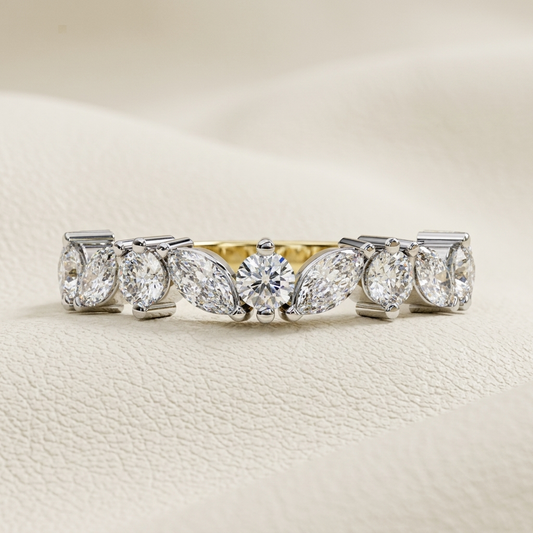 Marquise and round diamond anniversary band ring in yellow gold
Luxury marquise diamond wedding band with brilliant center stone
Elegant mixed shape diamond band ring close up
Fine jewelry marquise and round diamond ring
Sparkling marquise diamond eternity style band
Premium yellow gold diamond band with marquise diamonds
Designer anniversary ring featuring marquise and round diamonds
Modern diamond band ring with alternating marquise stones
Brilliant marquise diamond band for timeless elegance
Classic yell
