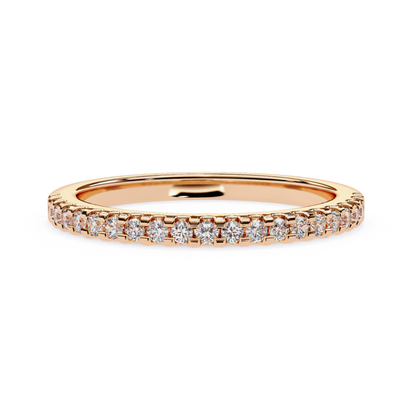 Diamond band with micro prong setting in rose gold