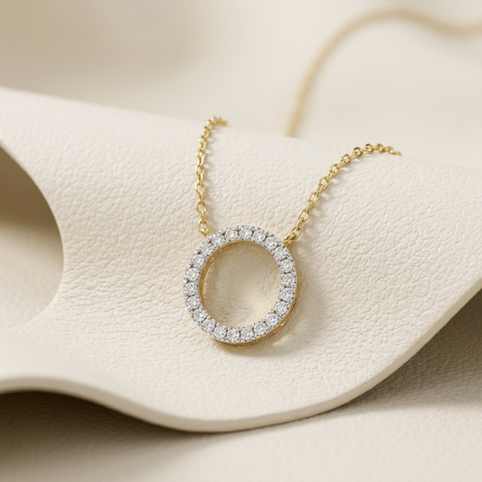 Yellow gold open circle diamond pendant necklace
Luxury round diamond circle pendant with gold chain
Elegant open circle diamond necklace in yellow gold
Fine jewelry diamond circle pendant close up
Sparkling pavé diamond circle pendant necklace
Premium yellow gold open circle diamond necklace
Designer round diamond pendant with brilliant pavé setting
Modern circular diamond pendant necklace for women
Timeless open circle diamond necklace in yellow gold
Classic diamond circle pendant with delicate gold chain