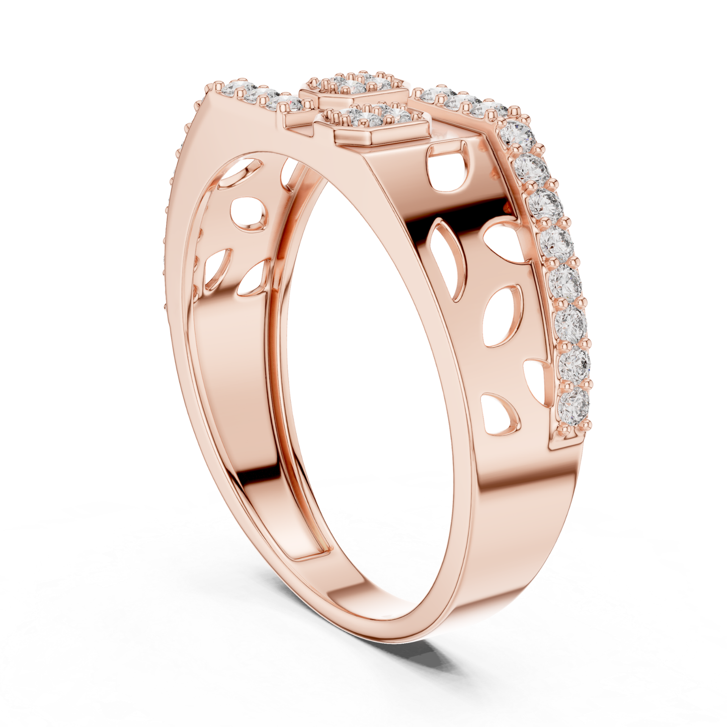 Rear angled diamond border rose gold ring
Open gallery rose gold ring with diamond edge
Diamond lined rose gold band with cutout details
Rose gold ring featuring geometric openwork design
Architectural rose gold band with diamond border
Wide rose gold ring with open gallery pattern
Diamond accented rose gold ring from rear angle
Structured rose gold band with decorative cutouts
Contemporary rose gold ring with diamond border detailing
Openwork rose gold statement ring with diamonds