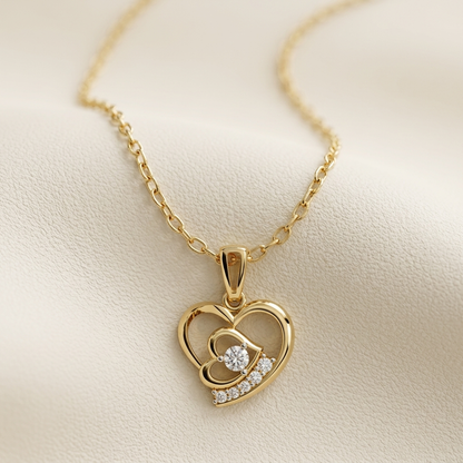 Open heart diamond pendant
Gold heart pendant necklace
Diamond accent heart pendant
Heart shaped gold necklace
Elegant heart pendant
Gold diamond heart charm
Modern heart necklace
Sparkling heart pendant
Romantic gold pendant
Heart diamond necklace