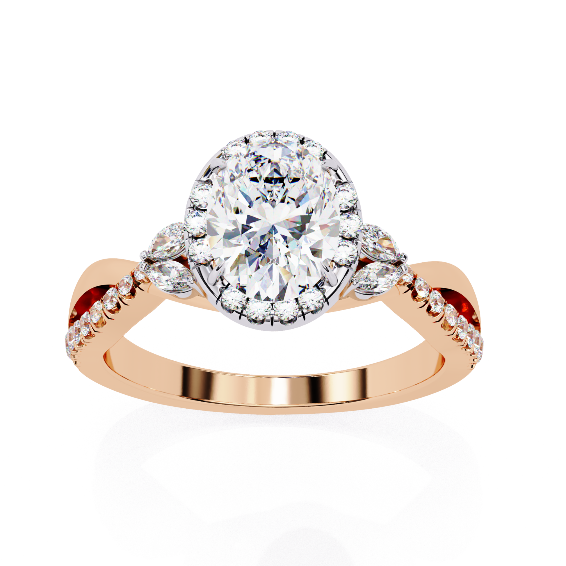 Oval Halo Diamond Ring With Marquise Side Stones
Rose Gold Oval Halo Diamond Engagement Ring
Oval Diamond Halo Ring With Twisted Shank
Oval Halo Ring With Marquise Diamond Accents
Oval Center Diamond Ring With Halo Setting
Rose Gold Oval Ring With Diamond Halo
Oval Diamond Ring With Crossover Band Design
Oval Halo Engagement Ring Front View
Oval Halo Ring With Leaf Style Side Stones
Oval Halo Marquise Diamond Ring Rose Gold