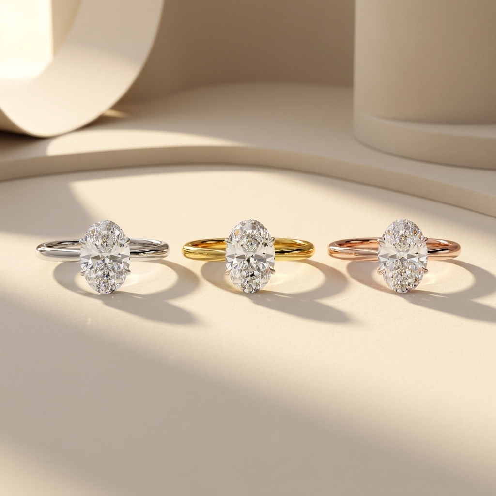 Oval lab grown diamond ring collection
Oval solitaire rings in three gold colors
Oval diamond engagement ring collection
Lab grown oval diamond solitaire rings
Oval cut diamond rings in gold
Luxury oval diamond ring collection
White yellow rose gold oval rings
Elegant oval lab grown diamond rings
Oval solitaire bridal ring collection
Classic oval diamond solitaire rings