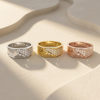 Yellow white and rose gold pavé diamond band ring collection
Three metal options for pavé diamond band rings
Pavé diamond band rings in yellow white and rose gold
Luxury pavé diamond band ring collection
Fine jewelry pavé diamond band rings in multiple metals
Premium pavé diamond band ring collection
Contemporary pavé diamond band rings in three finishes
Elegant wide pavé diamond band rings
Statement pavé diamond band ring collection
Men's pavé diamond band rings in yellow white and rose gold