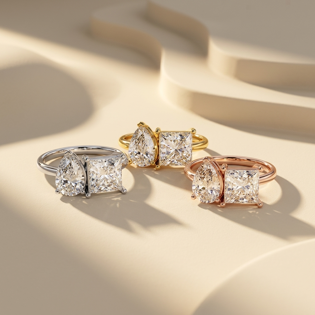 Pear and princess diamond ring collection in yellow white and rose gold
Three metal options for pear and princess diamond rings
Pear and princess cut diamond rings in yellow white and rose gold
Luxury pear and princess diamond ring collection
Fine jewelry pear and princess diamond rings in multiple metals
Premium pear and princess cut diamond ring collection
Contemporary pear and princess diamond rings in three finishes
Elegant two stone pear and princess diamond rings
Toi et Moi pear and princess diamond r