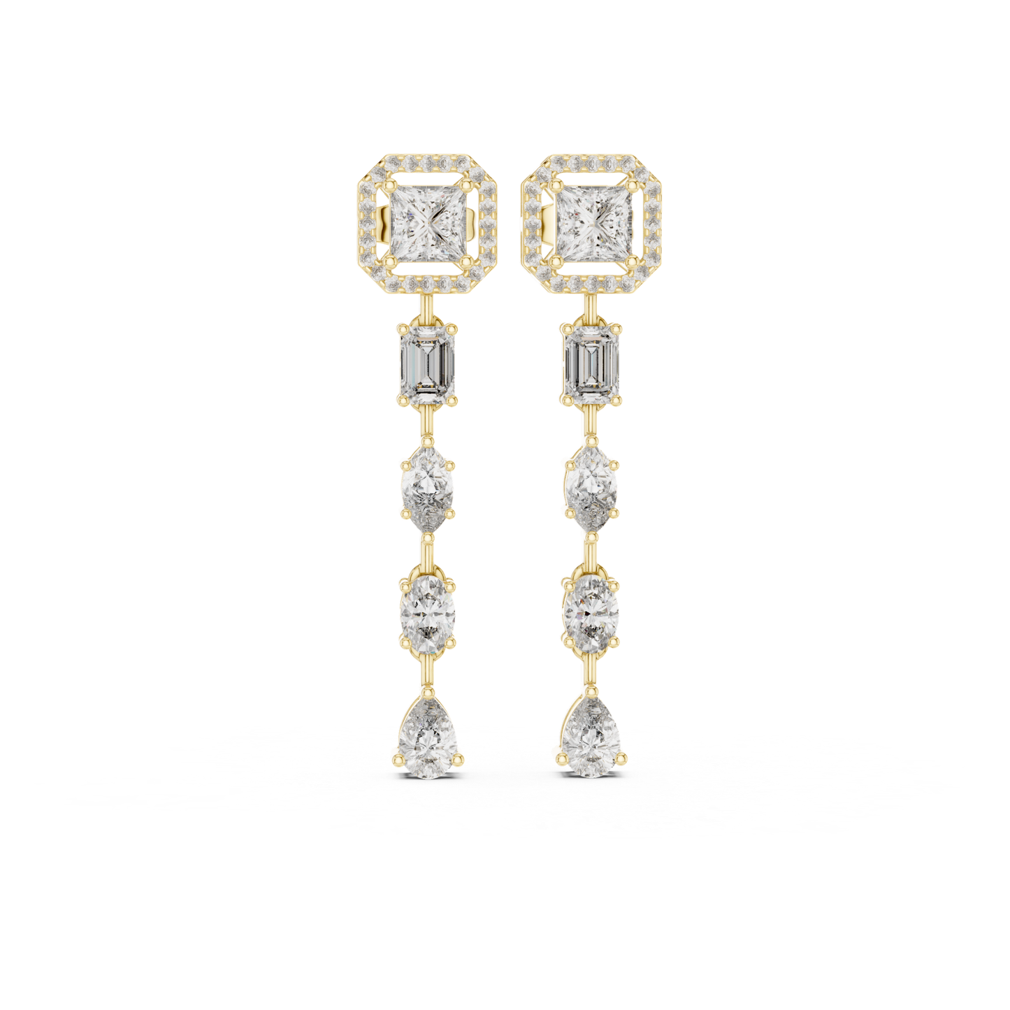 Yellow gold princess cut diamond drop earrings
Halo diamond dangle earrings with mixed cuts
Long diamond earrings in yellow gold setting
Princess and pear diamond drop earrings
Elegant diamond linear earrings for women
Yellow gold multi shape diamond earrings
Diamond drop earrings with halo top design
Luxury yellow gold diamond dangle earrings
Mixed cut diamond statement drop earrings
Modern princess diamond drop earrings