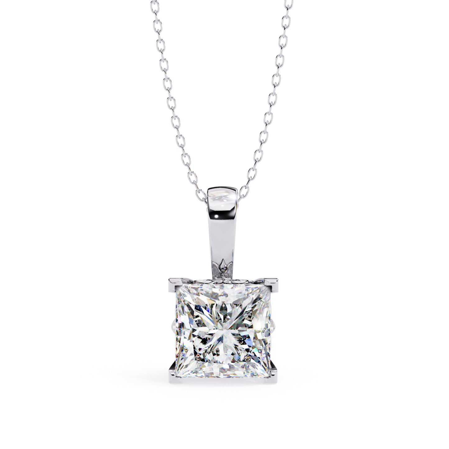 Elegant Princess Solitaire Diamond Necklace In White Gold With Fine Chain
White Gold Princess Cut Solitaire Diamond Pendant Necklace For Women
Classic Princess Cut Diamond Necklace With Secure Four Prong Setting
Brilliant Princess Solitaire Diamond Pendant In Polished White Gold
Minimalist White Gold Princess Cut Diamond Necklace For Everyday Wear
Luxury Princess Cut Solitaire Diamond Pendant With Sleek White Gold Bail
Sparkling Princess Diamond Necklace Featuring A Square Cut Solitaire Stone