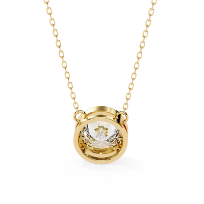 Bezel Elegance Lab Grown Diamond Pendant with Chain | Luxury Fine Jewelry