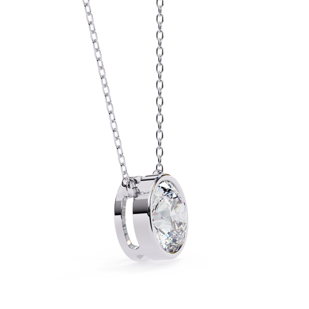 Bezel Elegance Lab Grown Diamond Pendant with Chain | Luxury Fine Jewelry