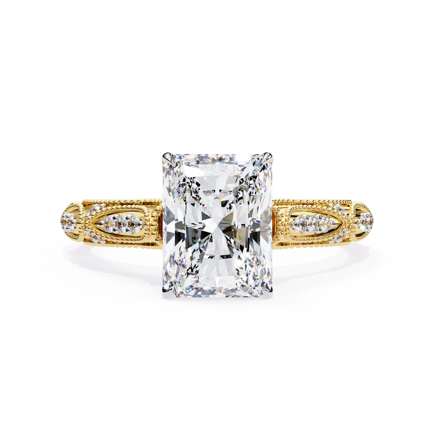 Radiant Diamond Vintage Milgrain Ring In Yellow Gold
Radiant Cut Diamond Ring With Vintage Side Details
Yellow Gold Radiant Solitaire Ring With Milgrain Band
Radiant Diamond Ring With Marquise Accent Details
Vintage Radiant Diamond Ring Front View
Radiant Cut Diamond Ring With Decorative Shank
Yellow Gold Radiant Ring With Bead Detailing
Radiant Solitaire Ring With Vintage Inspired Band
Radiant Diamond Statement Ring In Yellow Gold
Ornate Radiant Diamond Ring With Milgrain Design