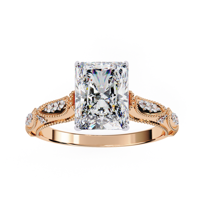 Radiant Diamond Vintage Split Shank Ring In Rose Gold
Radiant Cut Diamond Ring With Vintage Milgrain Details
Rose Gold Radiant Solitaire Ring With Split Shank
Radiant Diamond Ring With Marquise Side Accents
Vintage Radiant Diamond Ring Front View
Radiant Solitaire Ring With Decorative Side Design
Rose Gold Radiant Ring With Beaded Milgrain Band
Radiant Diamond Ring With Vintage Inspired Setting
Elegant Radiant Diamond Ring With Ornate Shank
Radiant Cut Diamond Ring With Intricate Side Details