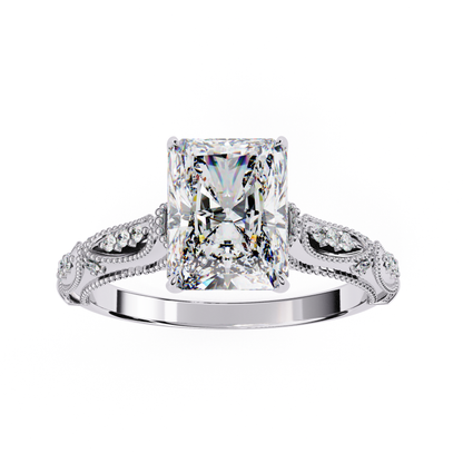 Radiant Diamond Vintage Split Shank Ring In White Gold
Radiant Cut Diamond Ring With Vintage Milgrain Details
White Gold Radiant Solitaire Ring With Split Shank
Radiant Diamond Ring With Marquise Side Accents
Vintage Radiant Diamond Ring Front View
Radiant Solitaire Ring With Decorative Side Design
White Gold Radiant Ring With Beaded Milgrain Band
Radiant Diamond Ring With Vintage Inspired Setting
Elegant Radiant Diamond Ring With Ornate Shank
Radiant Cut Diamond Ring With Intricate Side Details