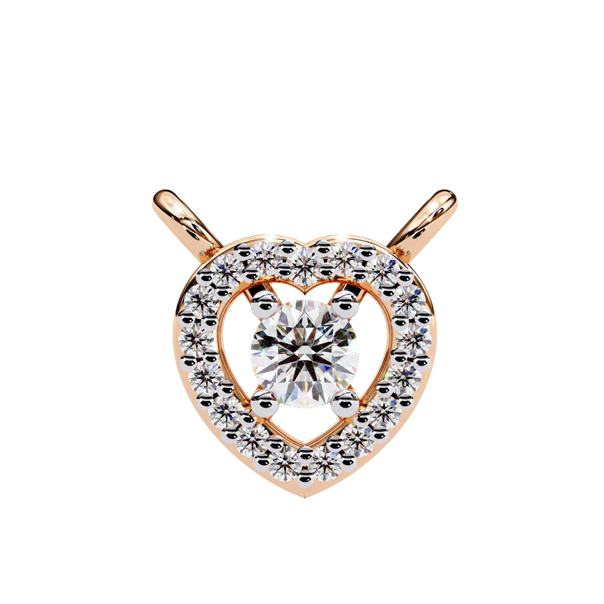 Rose gold heart halo pendant with floating round diamond
Open heart pendant with pavé diamond halo
Rose gold pendant with round diamond center
Diamond heart pendant in polished rose gold
Floating round diamond heart necklace
Rose gold heart pendant with diamond halo
Elegant heart pendant with brilliant diamonds
Pavé heart pendant with solitaire diamond
Classic rose gold diamond heart pendant
Heart halo necklace with round brilliant diamond