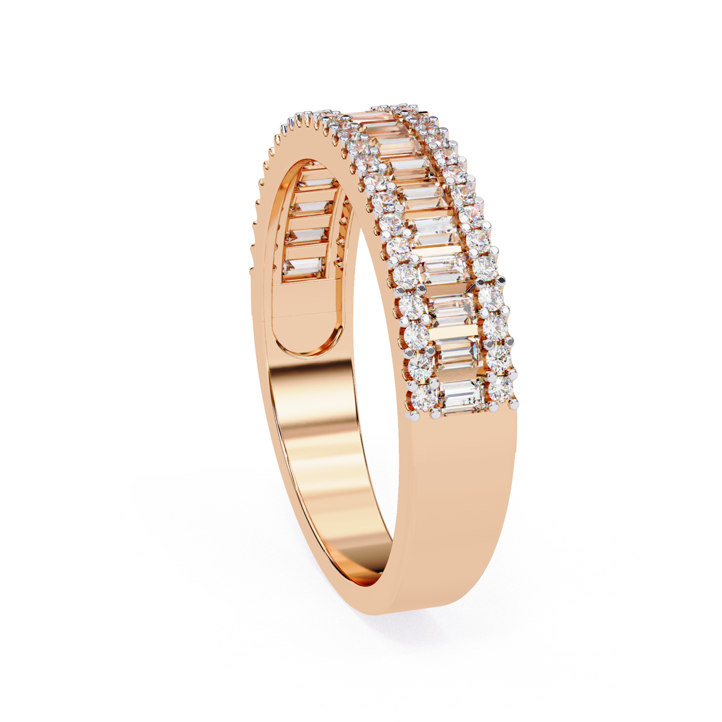 Rose gold baguette diamond band side view
Side angle rose gold baguette diamond ring
Rose gold wide band with baguette diamonds
Angled view rose gold diamond band
Rose gold baguette diamond ring profile
Rose gold layered baguette diamond band
Side profile rose gold baguette diamond ring
Rose gold diamond band angled design
Rose gold baguette diamond band detail side
Rose gold wide diamond band side angle