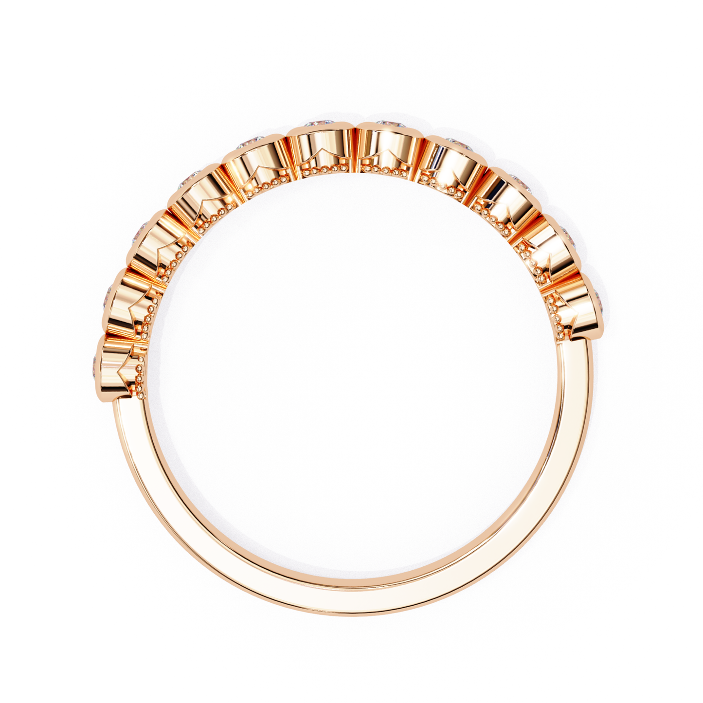 Rose gold bezel diamond band back view
Back side of rose gold bezel diamond ring
Rose gold diamond band rear view
Bezel set diamond band inner view
Rose gold ring back profile
Diamond bezel band inside view
Rose gold diamond band underside
Bezel diamond ring back angle
Rose gold band with bezel setting back
Diamond bezel band back design