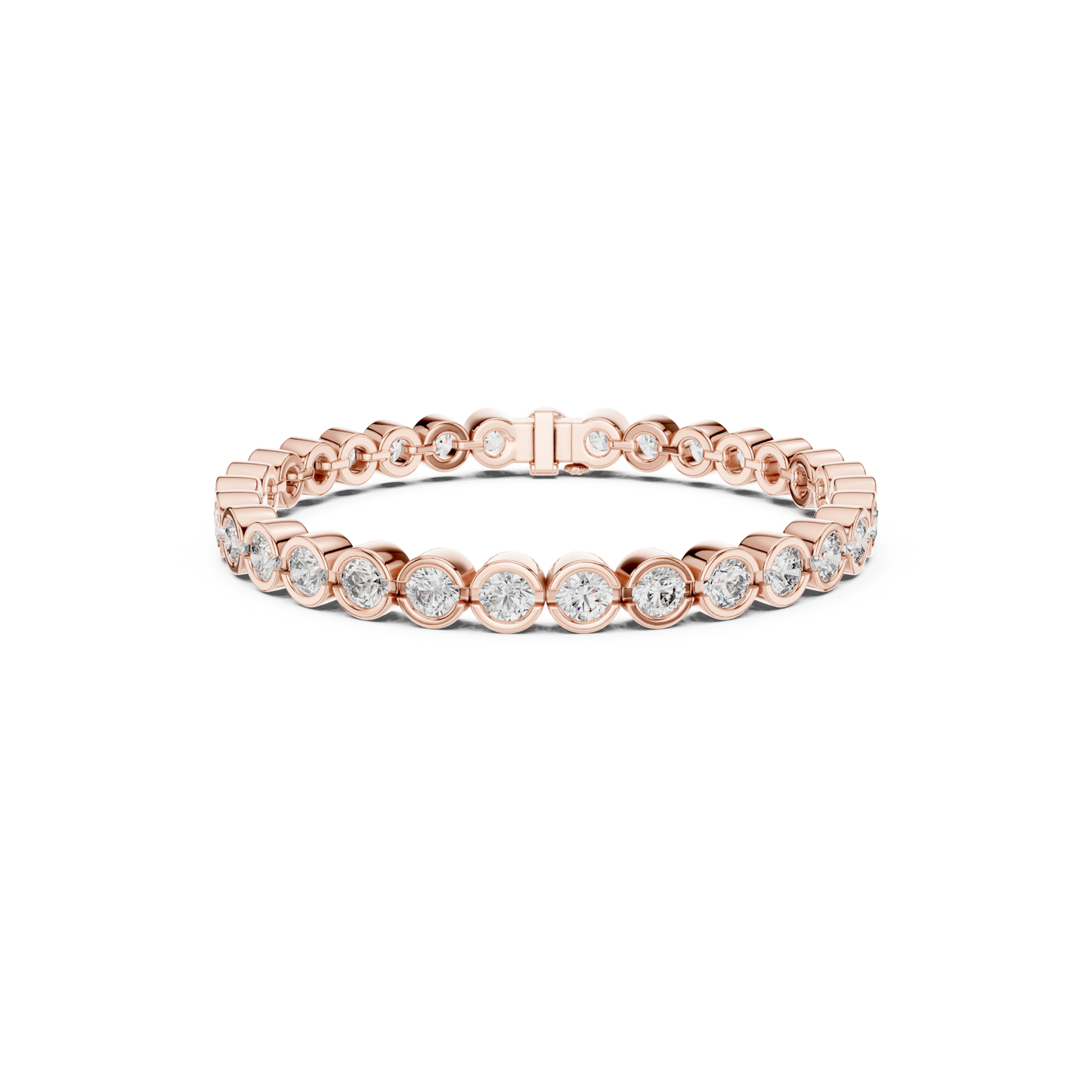 Rose gold round diamond tennis bracelet
Bezel set round diamond bracelet in rose gold
Rose gold diamond line tennis bracelet
Round cut diamond bracelet with bezel settings
Rose gold eternity diamond bracelet
Round diamond station bracelet in rose gold
Classic rose gold diamond tennis bracelet
Front view rose gold round diamond bracelet
Circular bezel set diamond bracelet
Rose gold bracelet with round brilliant diamonds