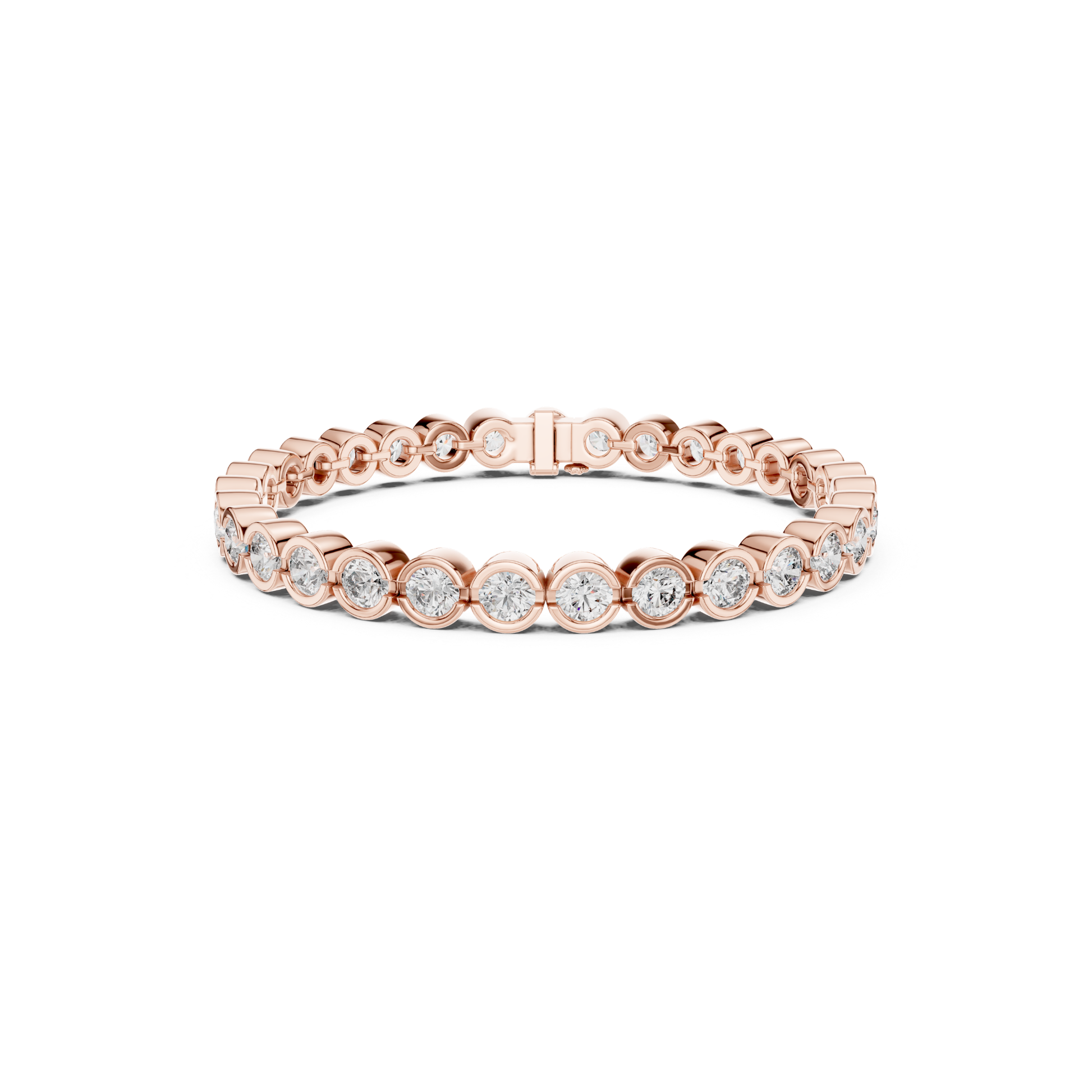 Rose gold round diamond tennis bracelet
Bezel set round diamond bracelet in rose gold
Rose gold diamond line tennis bracelet
Round cut diamond bracelet with bezel settings
Rose gold eternity diamond bracelet
Round diamond station bracelet in rose gold
Classic rose gold diamond tennis bracelet
Front view rose gold round diamond bracelet
Circular bezel set diamond bracelet
Rose gold bracelet with round brilliant diamonds
