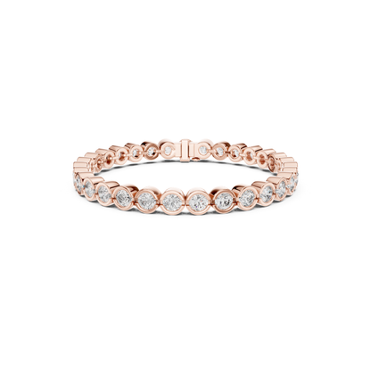 Rose gold round diamond tennis bracelet
Bezel set round diamond bracelet in rose gold
Rose gold diamond line tennis bracelet
Round cut diamond bracelet with bezel settings
Rose gold eternity diamond bracelet
Round diamond station bracelet in rose gold
Classic rose gold diamond tennis bracelet
Front view rose gold round diamond bracelet
Circular bezel set diamond bracelet
Rose gold bracelet with round brilliant diamonds
