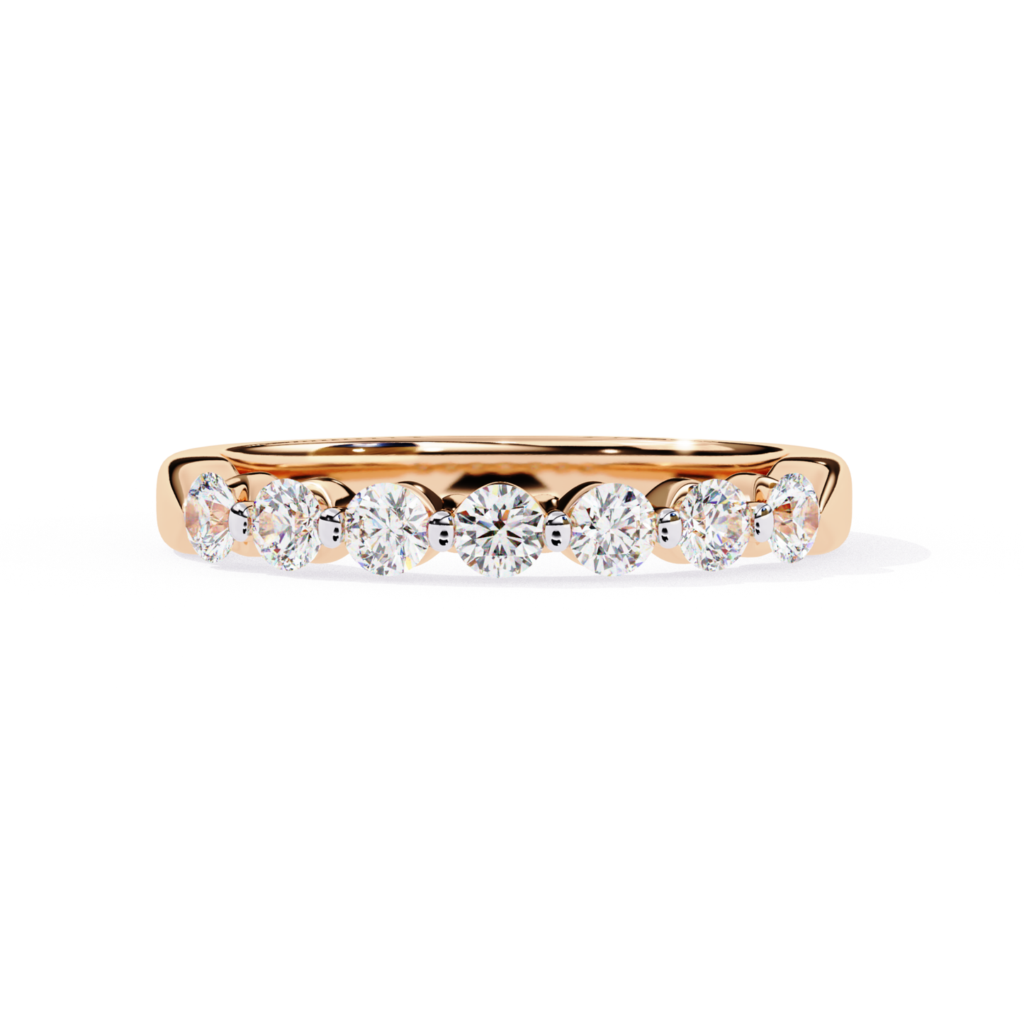 Rose gold diamond band front view
Rose gold ring with round diamonds
Rose gold diamond band straight view
Rose gold ring diamond row
Rose gold band diamond detail
Rose gold ring with aligned diamonds
Rose gold diamond ring front
Rose gold band clean diamond line
Rose gold ring round diamond setting
Rose gold diamond band close view