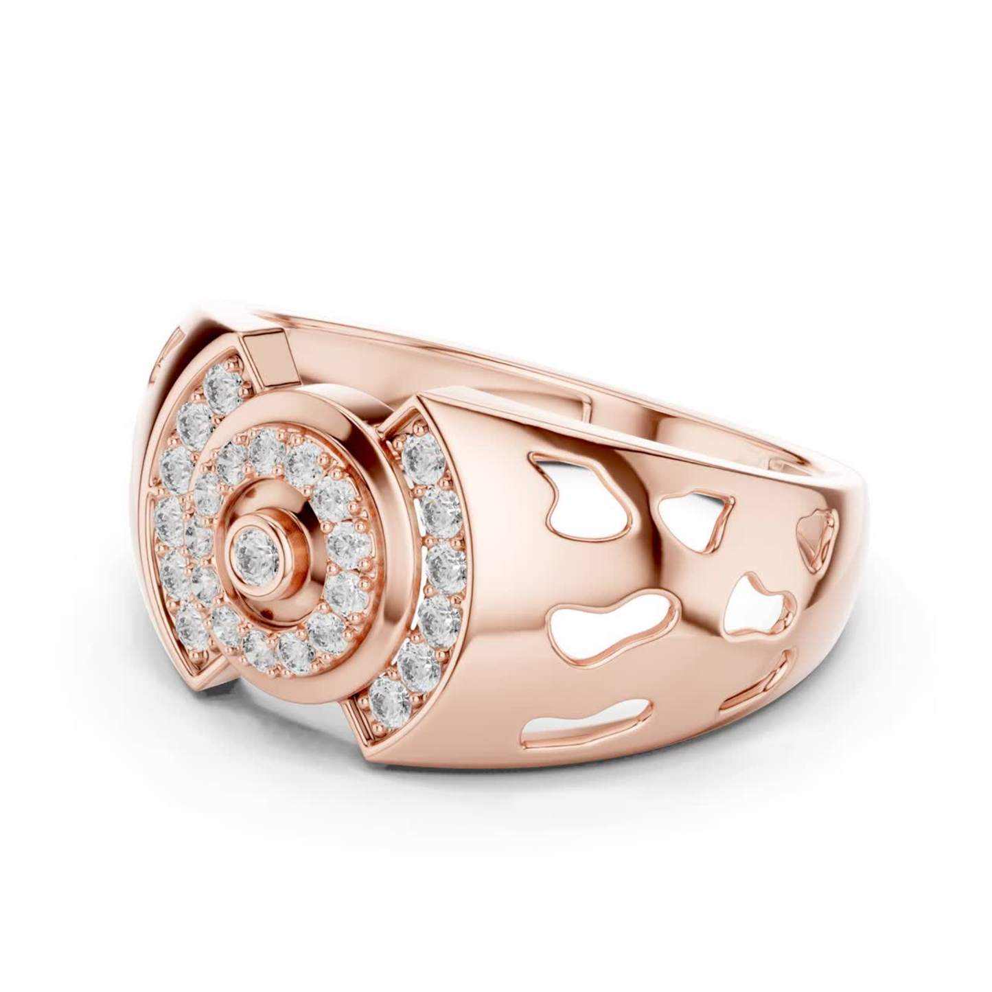 Rose gold round diamond halo statement ring side view
Side profile rose gold wide band diamond ring
Rose gold openwork halo diamond fashion ring side
Round diamond halo rose gold ring angled side view
Rose gold modern statement diamond ring side profile
Wide rose gold band round diamond halo ring
Side angle rose gold circular diamond statement ring
Rose gold designer halo diamond ring side profile
Luxury rose gold round diamond fashion ring side
Rose gold bold halo diamond statement ring design