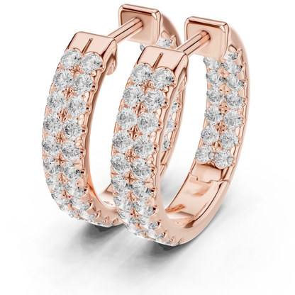 Rose gold diamond hoop earrings front angle view
Diamond hoop earrings in rose gold close view
Rose gold pavé diamond hoop earrings angle view
Front angle rose gold diamond hoop earrings
Round diamond hoop earrings rose gold style
Rose gold hoop earrings with diamond rows
Diamond pavé hoop earrings front perspective view
Rose gold luxury diamond hoop earrings
Close angle view rose gold diamond hoops
Rose gold diamond hoop earrings detailed view