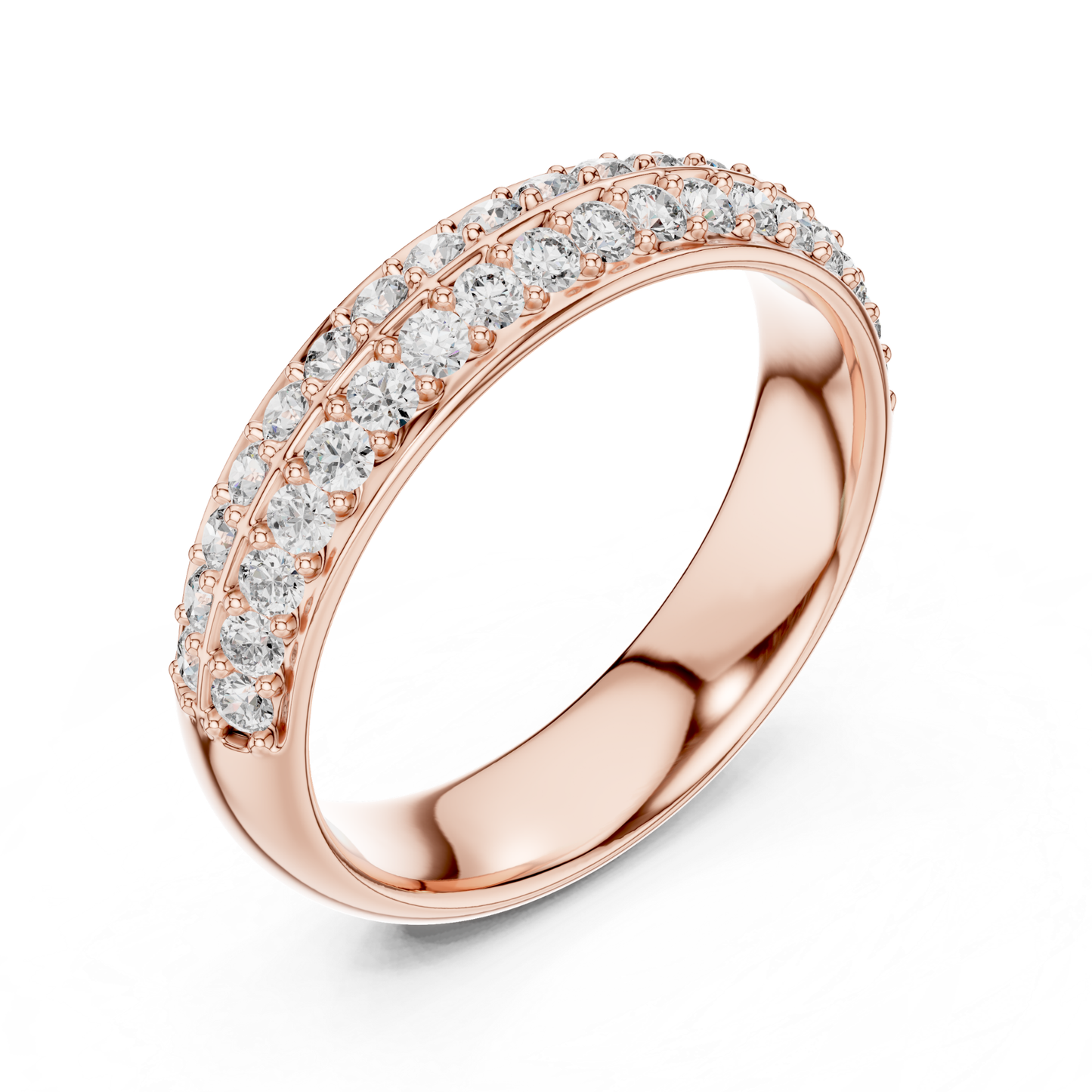Angled view rose gold diamond pave ring design
Rose gold double row diamond ring angle view
Perspective view diamond pave band in rose gold
Rose gold diamond band angled display ring
Round diamond pave ring side angle view
Double row diamond band perspective view design
Rose gold diamond ring three quarter view
Angled rose gold pave diamond band style
Rose gold diamond ring diagonal view close up
Rose gold diamond pave ring tilted view