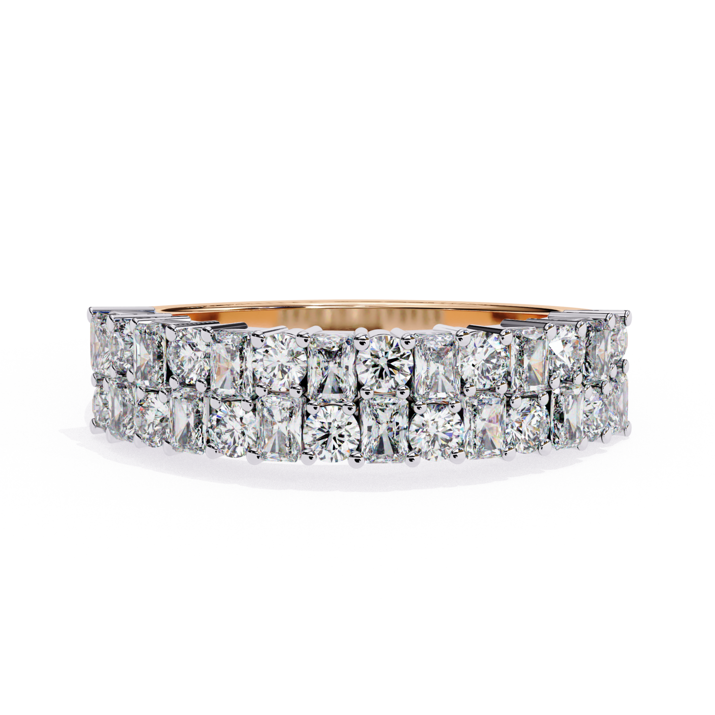 Rose gold double row princess diamond band
Luxury double row princess cut diamond band in rose gold
Elegant two row princess diamond band with shared prong setting
Fine jewelry rose gold double row princess diamond band close up
Sparkling rose gold double row diamond band
Premium princess cut diamond band for women
Designer rose gold double row princess diamond band
Modern rose gold princess cut diamond band
Timeless double row princess diamond band in rose gold
Classic rose gold double row princess diamond