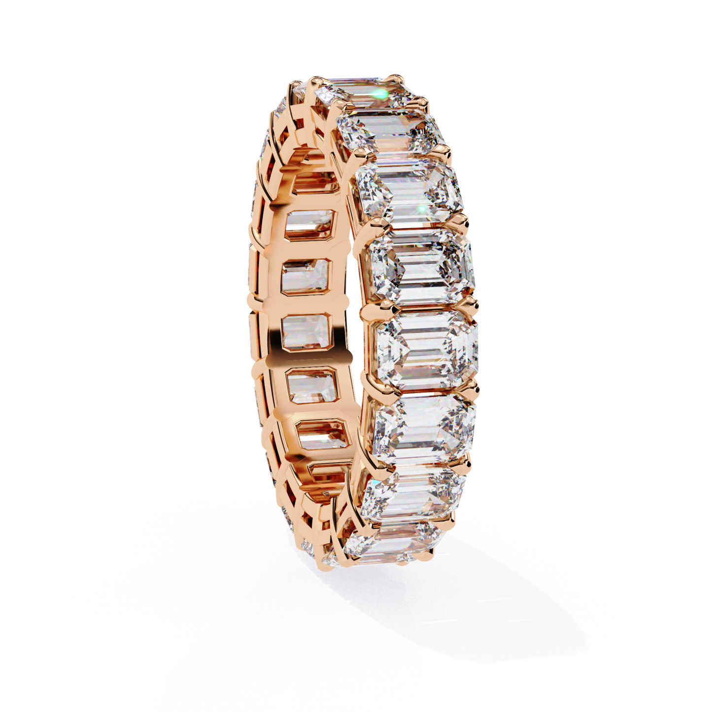 Rose gold emerald cut diamond eternity band

Emerald diamonds set in rose gold band
Rose gold band with continuous diamonds
Close up of rose gold diamond eternity band
Side view of rose gold eternity band
Polished rose gold band with diamonds
Top view of rose gold eternity band
Rose gold band with alternating diamonds
Emerald diamonds in a rose gold setting
Classic rose gold eternity band with diamonds