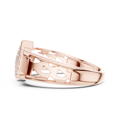 Rose gold geometric diamond ring side profile
Side profile of diamond cluster ring in rose gold
Rose gold statement ring with open band detail
Polished rose gold ring with geometric side design
Round cut diamond ring with polished rose gold band
Rose gold fashion ring with raised cluster side
Elegant side profile of rose gold diamond ring
Modern rose gold geometric ring with open profile
Luxury rose gold ring with polished side finish
Rose gold multi diamond ring with tapered band