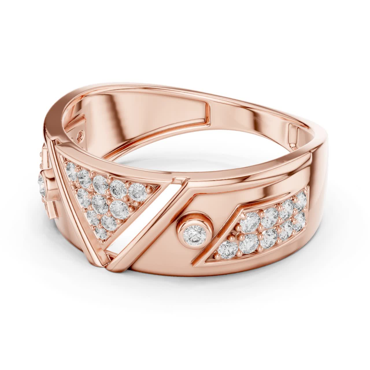 Rose gold geometric diamond ring back view
Rear side rose gold statement band ring
Rose gold wide geometric ring back profile
Modern rose gold abstract diamond ring rear
Rose gold polished band ring inner view
Contemporary rose gold geometric band profile
Rose gold luxury statement ring back angle
Bold rose gold fashion ring rear design
Rose gold architectural band ring side view
Rose gold modern geometric ring back profile