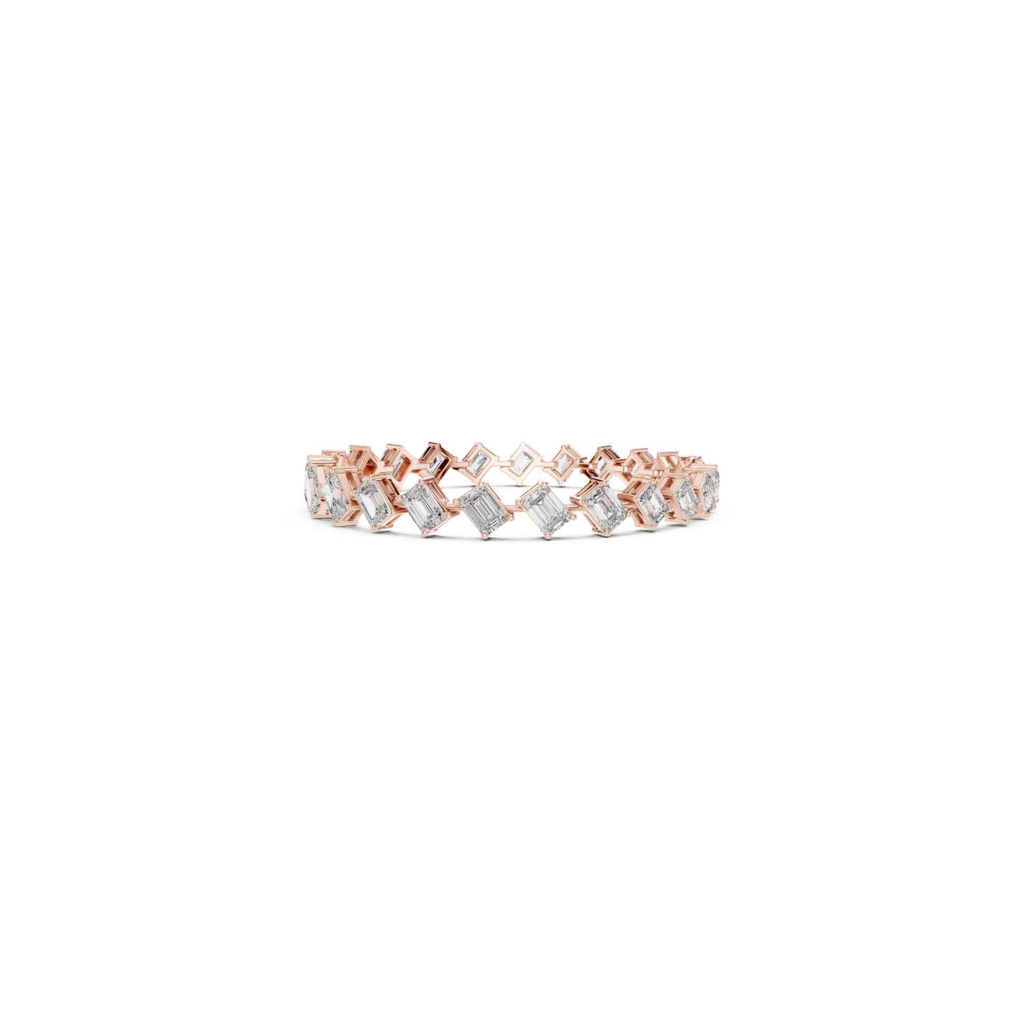 Rose gold geometric emerald cut diamond tennis bracelet
Modern emerald cut diamond bracelet with rose gold links
Luxury rose gold step cut diamond tennis bracelet
Elegant geometric diamond bracelet for women
Fine jewelry bracelet with emerald cut diamonds
Designer rose gold emerald diamond bracelet
Premium diamond tennis bracelet with angular design
Solid rose gold bracelet featuring emerald cut diamonds
Contemporary emerald diamond bracelet jewelry
Rose gold tennis bracelet with geometric diamond pattern