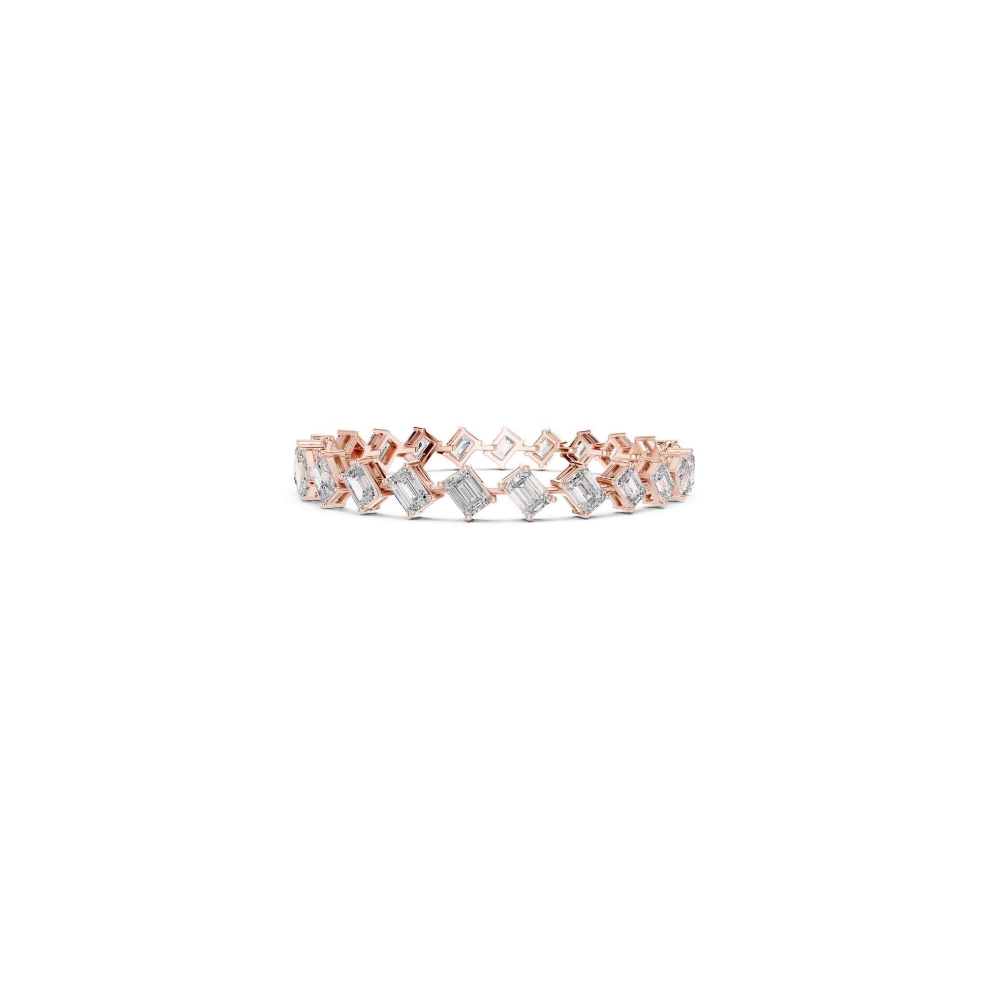Rose gold geometric emerald cut diamond tennis bracelet
Modern emerald cut diamond bracelet with rose gold links
Luxury rose gold step cut diamond tennis bracelet
Elegant geometric diamond bracelet for women
Fine jewelry bracelet with emerald cut diamonds
Designer rose gold emerald diamond bracelet
Premium diamond tennis bracelet with angular design
Solid rose gold bracelet featuring emerald cut diamonds
Contemporary emerald diamond bracelet jewelry
Rose gold tennis bracelet with geometric diamond pattern
