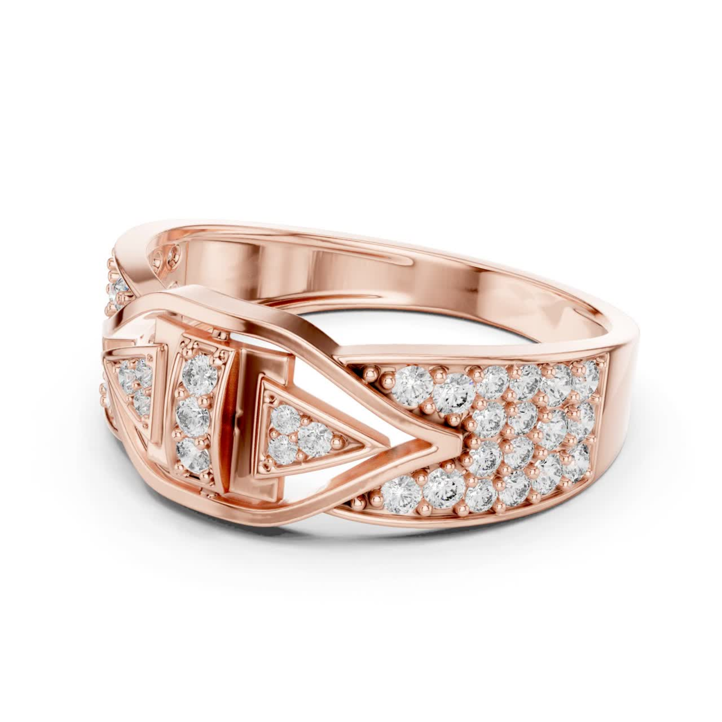 Side view rose gold geometric diamond ring
Rose gold round diamond ring angled view
Side profile rose gold statement diamond ring
Rose gold wide band diamond ring side angle
Geometric rose gold diamond ring side detail
Round diamond rose gold ring perspective view
Rose gold designer diamond ring side profile
Side angle rose gold cluster diamond ring
Modern rose gold diamond ring side view
Rose gold architectural diamond ring profile