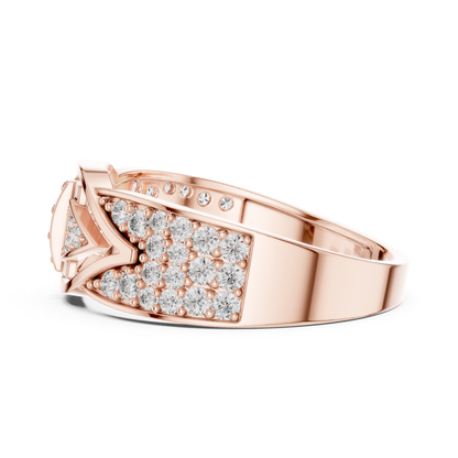 Rose gold geometric diamond ring side profile
Side angle rose gold round diamond ring
Rose gold statement diamond ring side view
Wide band rose gold diamond ring profile
Modern rose gold geometric diamond ring
Round diamond rose gold ring angled profile
Rose gold luxury diamond ring side angle
Geometric cluster diamond ring in rose gold
Rose gold designer ring with round diamonds
Architectural rose gold diamond ring side view