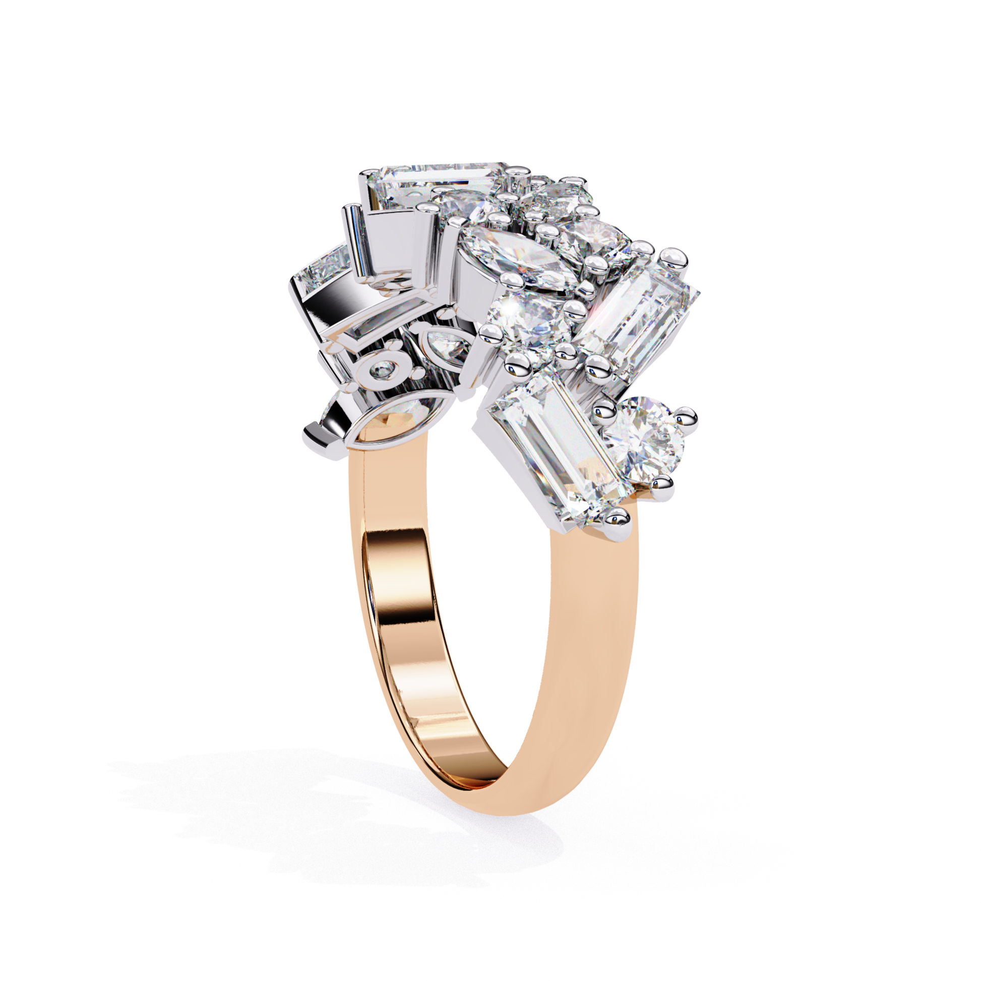 Rose gold mixed shape diamond band side view
Luxury rose gold mixed shape diamond ring profile
Side view of rose gold band with round marquise and baguette diamonds
Fine jewelry mixed cut diamond band in rose gold side profile
Sparkling rose gold mixed shape diamond anniversary band
Premium rose gold mixed cut diamond ring for women
Designer rose gold band with round marquise and baguette diamonds
Modern rose gold mixed shape diamond wedding band side angle
Timeless rose gold mixed shape diamond band
Classi