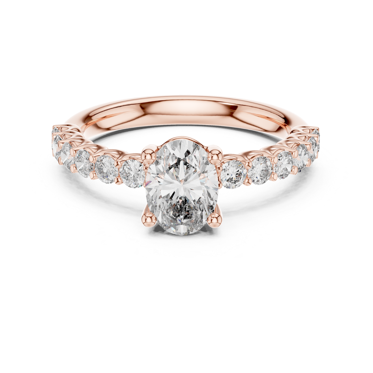 Rose gold oval diamond pave ring with accent stones
Oval diamond engagement ring in rose gold setting
Rose gold ring with oval center diamond stone
Oval cut diamond ring with pave accent band
Rose gold oval solitaire diamond ring with accents
Oval diamond ring with side accent diamonds
Rose gold oval lab grown diamond ring setting
Oval diamond prong setting engagement ring in gold
Rose gold diamond ring with pave accent details
Oval center diamond rose gold band with accents