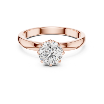 Rose gold round cut diamond eight prong ring
Rose gold eight prong solitaire diamond ring
Classic rose gold round diamond engagement ring
Rose gold polished round diamond ring design
Round brilliant diamond ring with eight prongs
Rose gold elegant solitaire diamond ring style
Rose gold secure eight prong diamond setting
Rose gold round diamond ring with plain band
Minimal rose gold round diamond solitaire ring
Rose gold classic eight prong diamond ring