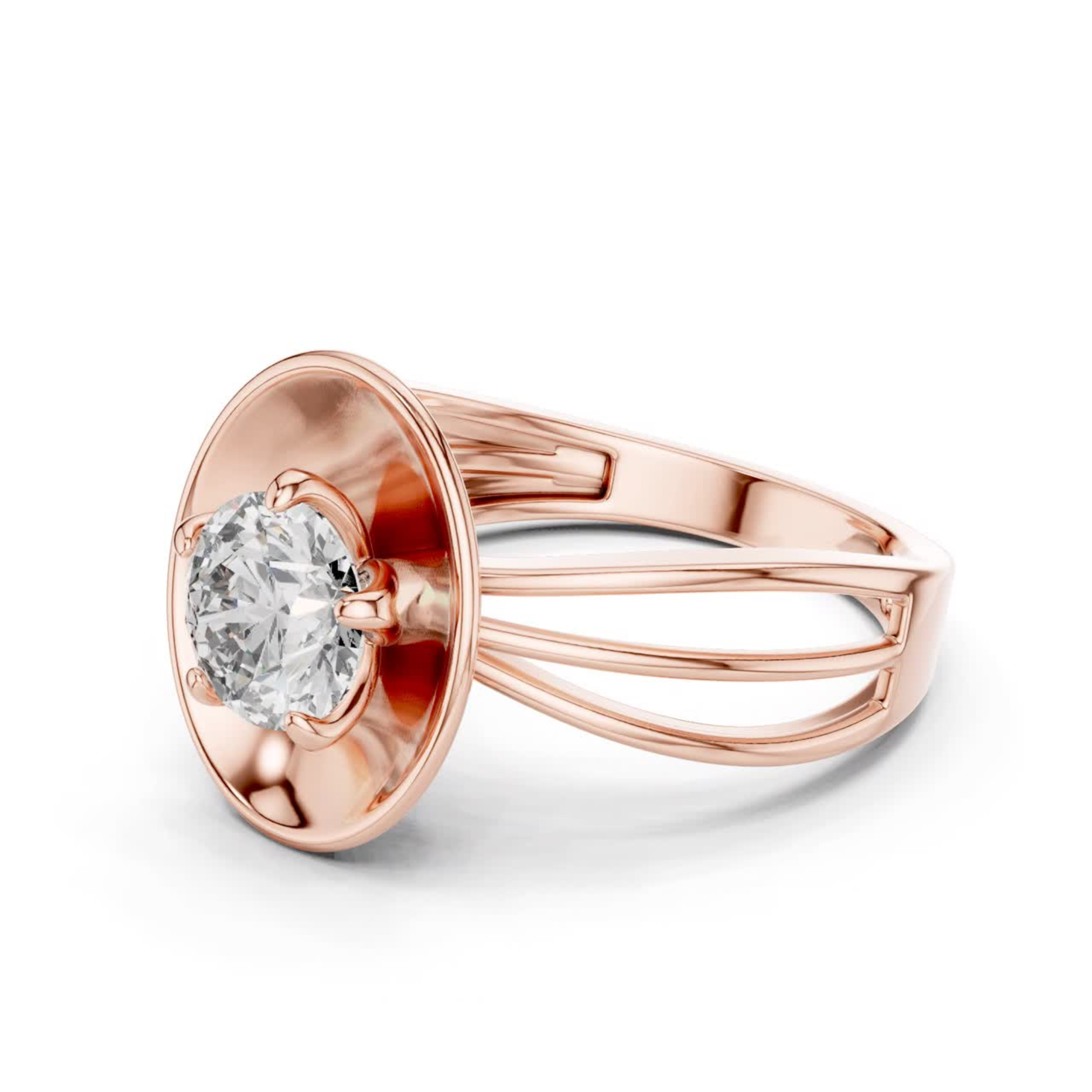 Rose gold round diamond oval halo ring side view
Angled rose gold oval diamond ring with split band
Rose gold polished oval diamond ring side profile
Round diamond rose gold oval frame ring design
Rose gold split shank round diamond ring side view
Rose gold oval centerpiece diamond ring profile
Modern rose gold round diamond oval ring design
Rose gold solitaire diamond oval top ring angle
Elegant rose gold oval diamond split band ring
Rose gold round diamond statement ring side angle