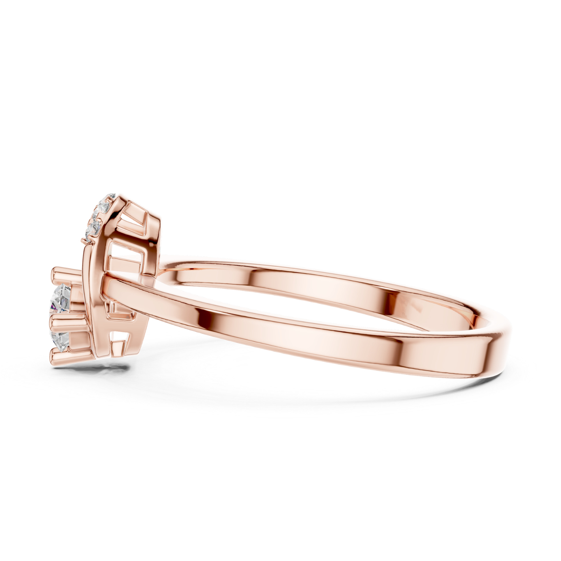 Rose gold round diamond ring profile side view
Side profile of rose gold solitaire diamond ring
Minimal rose gold ring with elevated diamond setting
Round diamond ring with open gallery profile design
Elegant rose gold diamond ring from side angle
Slim rose gold band with prong set diamond
Fine rose gold solitaire ring with detailed side structure
Modern rose gold engagement ring profile view
Polished rose gold ring with raised diamond mount
Delicate round diamond ring with clean rose band