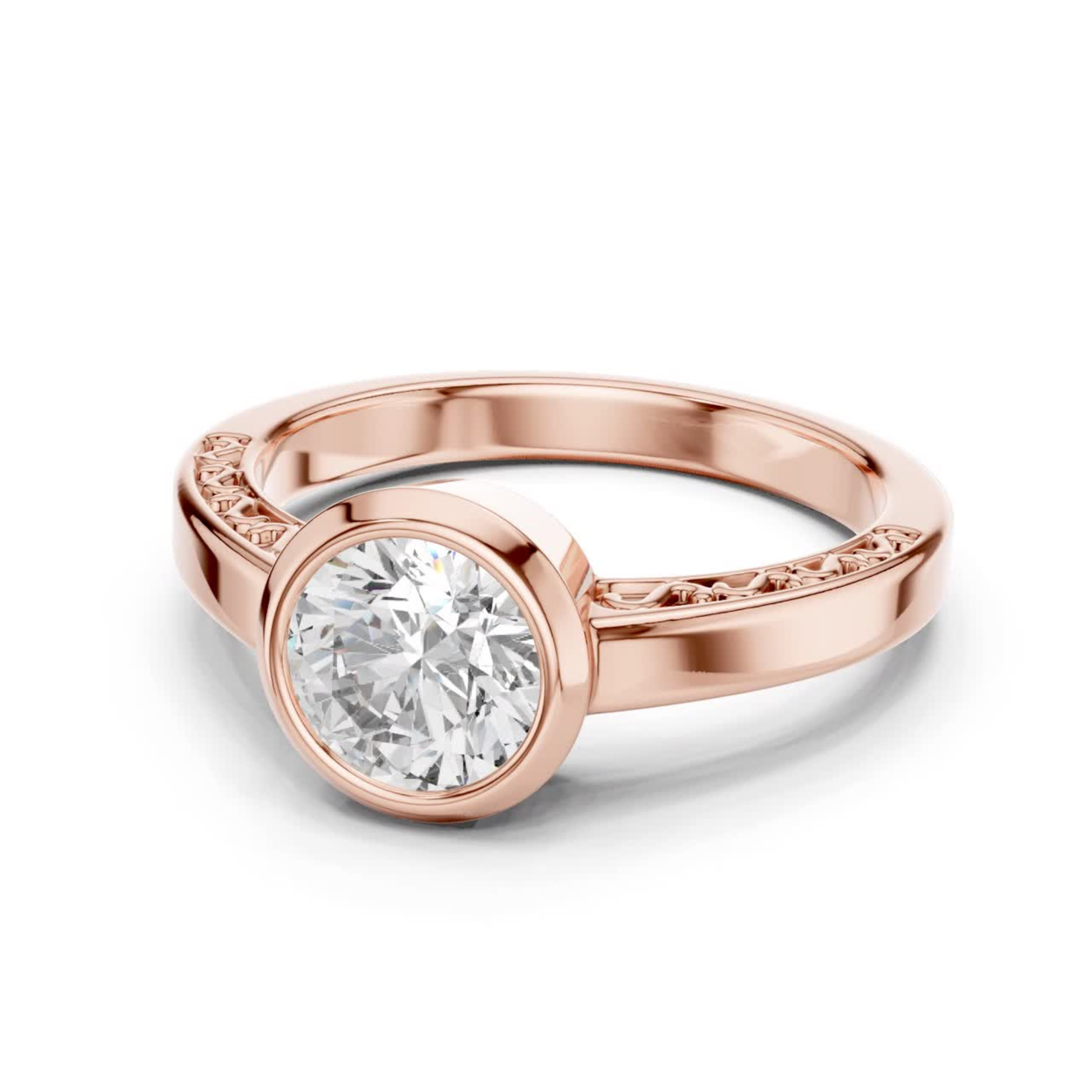 Rose gold round diamond bezel solitaire ring angle view
Rose gold round diamond bezel ring angled front view
Round diamond bezel solitaire ring in rose gold
Polished rose gold bezel diamond ring design view
Round brilliant bezel set diamond rose gold ring
Rose gold round bezel solitaire diamond ring view
Angled view round diamond bezel setting rose gold
Rose gold bezel set round diamond ring profile
Minimal round diamond bezel rose gold ring angle
Rose gold round bezel diamond ring angled profile