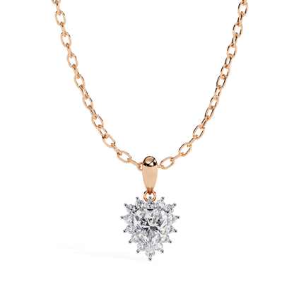 Rose gold round diamond floral pendant necklace
Round brilliant diamond cluster on rose gold chain
Flower inspired diamond pendant in rose gold
Halo style round diamond necklace design
Rose gold necklace featuring a round diamond cluster
Prong set diamond flower pendant with chain
Elegant rose gold necklace with diamond center
Circular diamond cluster pendant for women
Luxury round diamond necklace with floral design
Classic rose gold pendant with sparkling round diamonds