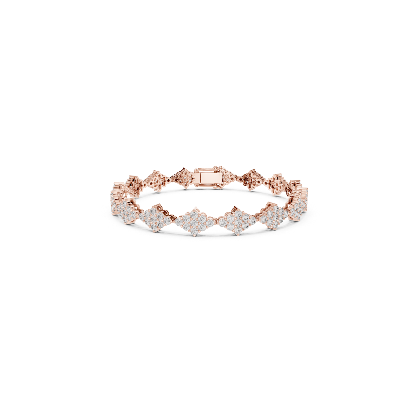 Rose gold round diamond cluster tennis bracelet
Round diamond floral cluster bracelet in rose gold
Rose gold bracelet with round diamond clusters
Round cut diamond tennis bracelet rose gold design
Rose gold round diamond link bracelet front view
Cluster set round diamond bracelet in rose gold
Rose gold diamond bracelet with floral motifs
Round diamond cluster link bracelet with clasp
Rose gold tennis bracelet featuring round diamonds
Elegant round diamond cluster bracelet rose gold finish