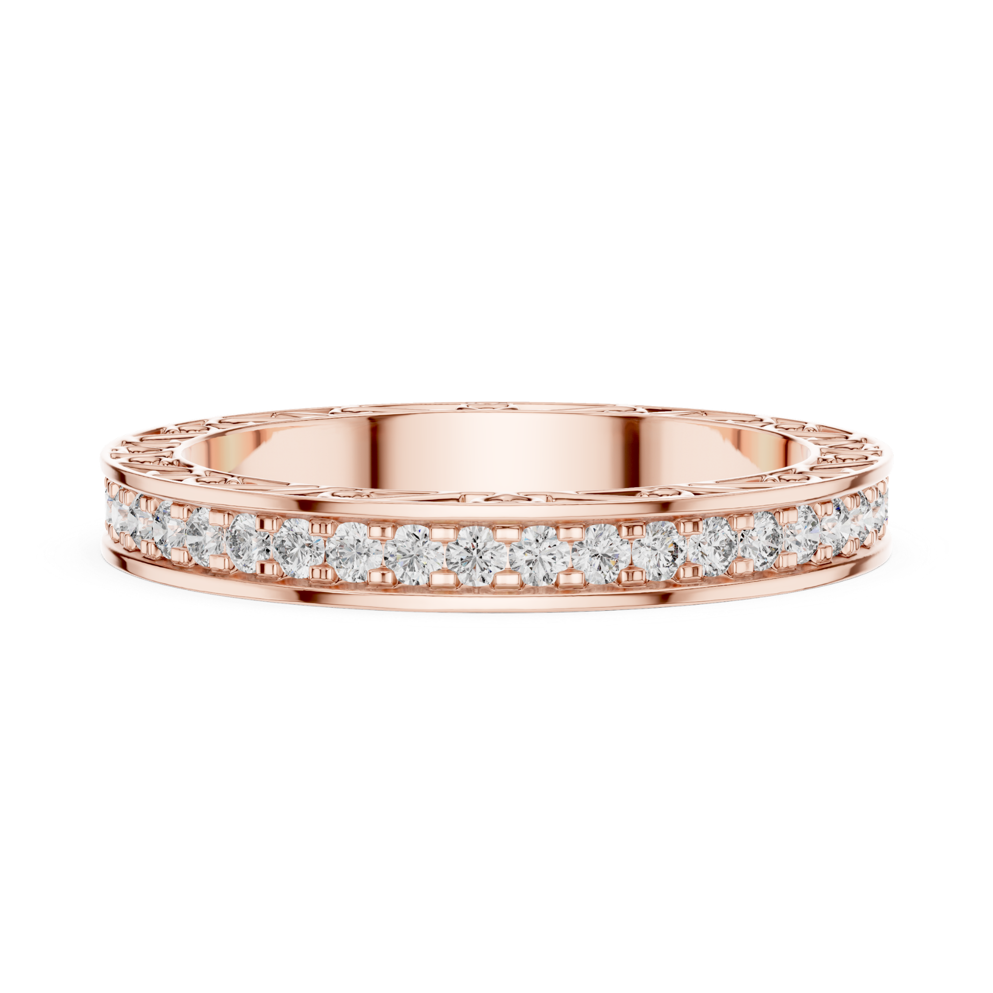 Rose gold round diamond decorative eternity band
Rose gold diamond wedding band ring
Round diamond eternity ring in rose gold
Rose gold stackable diamond band
Decorative diamond band for women
Rose gold anniversary ring with diamonds
Fine jewelry rose gold eternity band
Elegant rose gold round diamond ring
Rose gold diamond band close up
Classic rose gold wedding band with diamonds